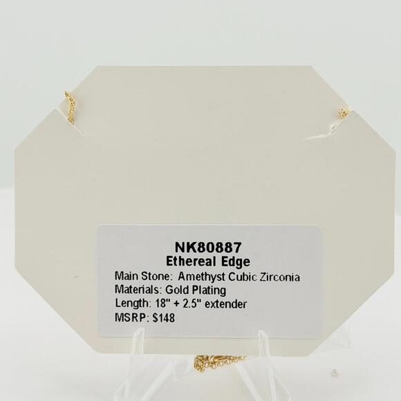 Bomb Party February Necklace "Ethereal Edge" Amethyst on Yellow Gold - Picture 2 of 2